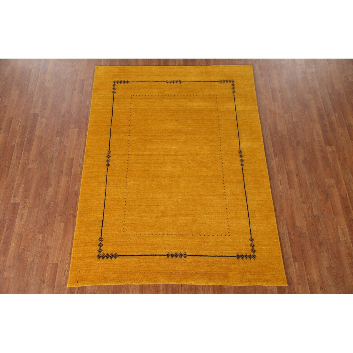 Yellow Gold Gabbeh Indian Area Rug Handmade Wool Carpet - 5'8"x 7'8"