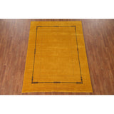 Yellow Gold Gabbeh Indian Area Rug Handmade Wool Carpet - 5'8"x 7'8"