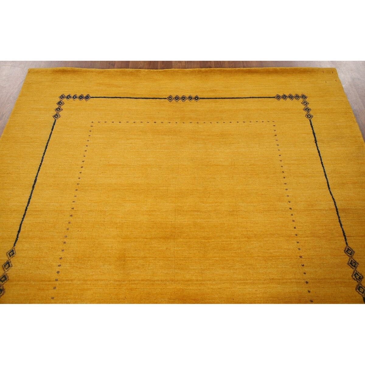 Yellow Gold Gabbeh Indian Area Rug Handmade Wool Carpet - 5'8"x 7'8"