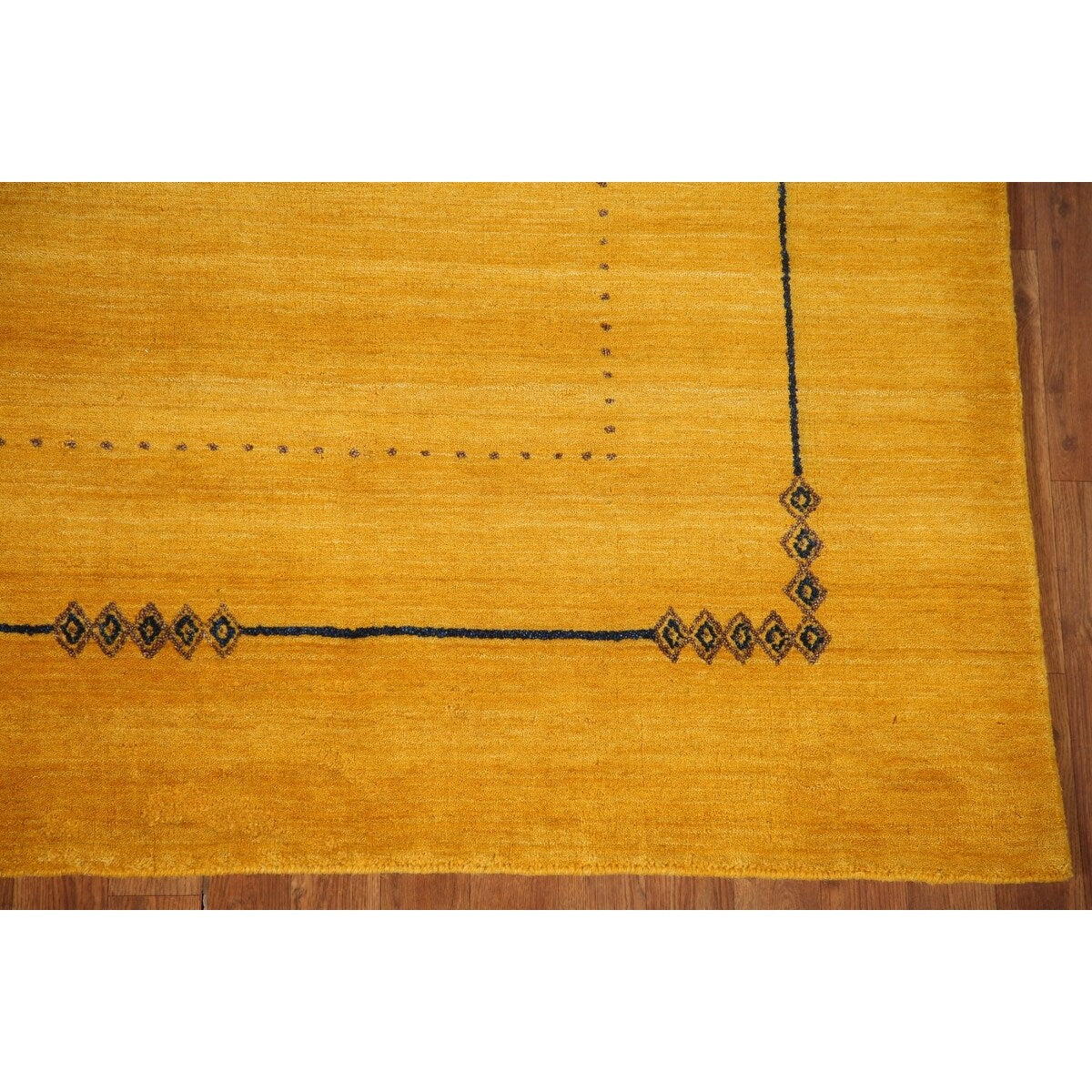 Yellow Gold Gabbeh Indian Area Rug Handmade Wool Carpet - 5'8"x 7'8"