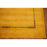 Yellow Gold Gabbeh Indian Area Rug Handmade Wool Carpet - 5'8"x 7'8"