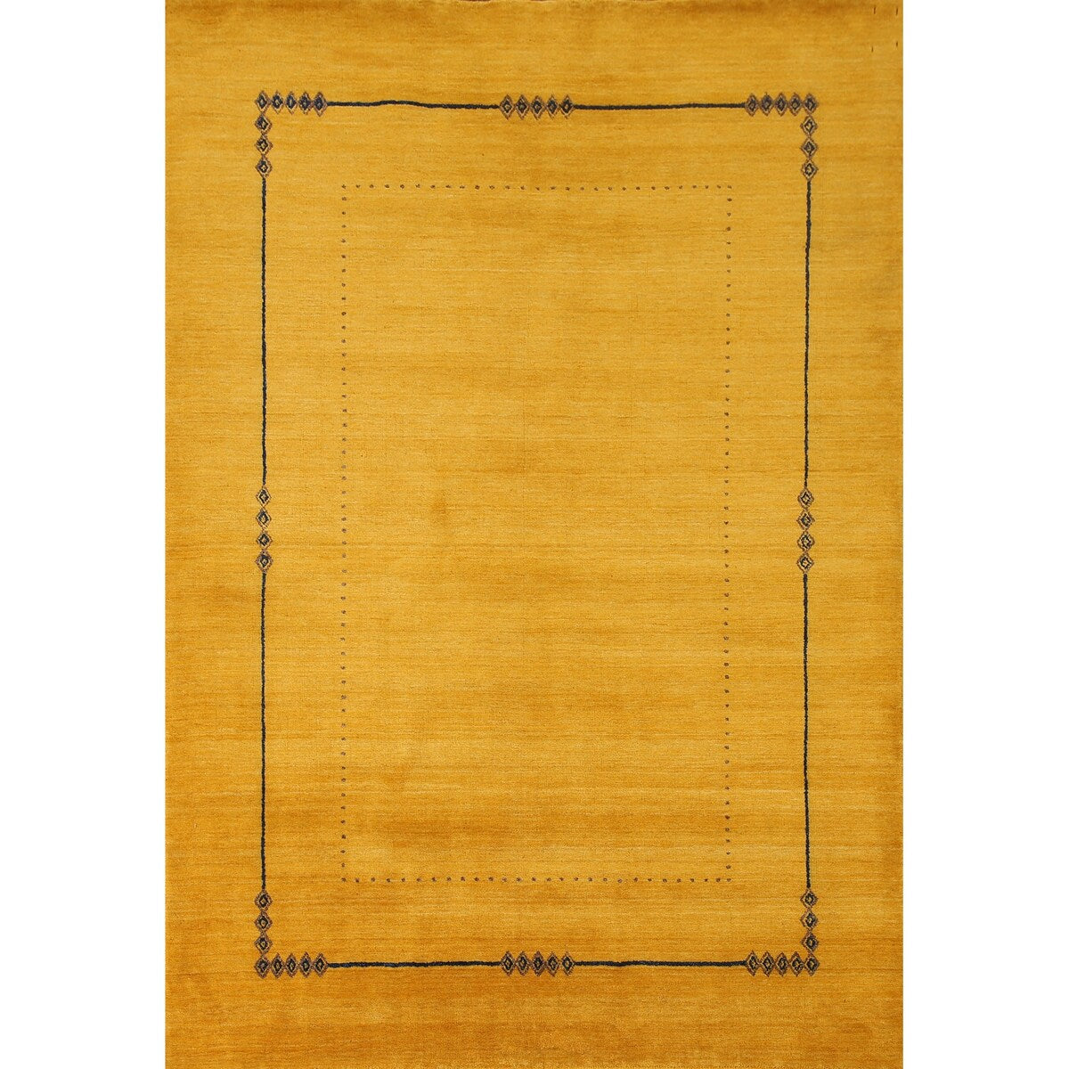 Yellow Gold Gabbeh Indian Area Rug Handmade Wool Carpet - 5'8"x 7'8"