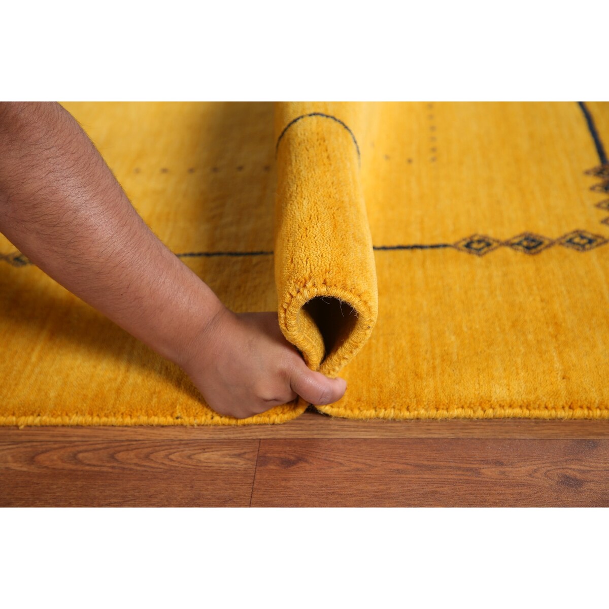 Yellow Gold Gabbeh Indian Area Rug Handmade Wool Carpet - 5'8"x 7'8"