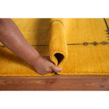 Yellow Gold Gabbeh Indian Area Rug Handmade Wool Carpet - 5'8"x 7'8"