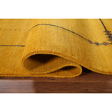 Yellow Gold Gabbeh Indian Area Rug Handmade Wool Carpet - 5'8"x 7'8"