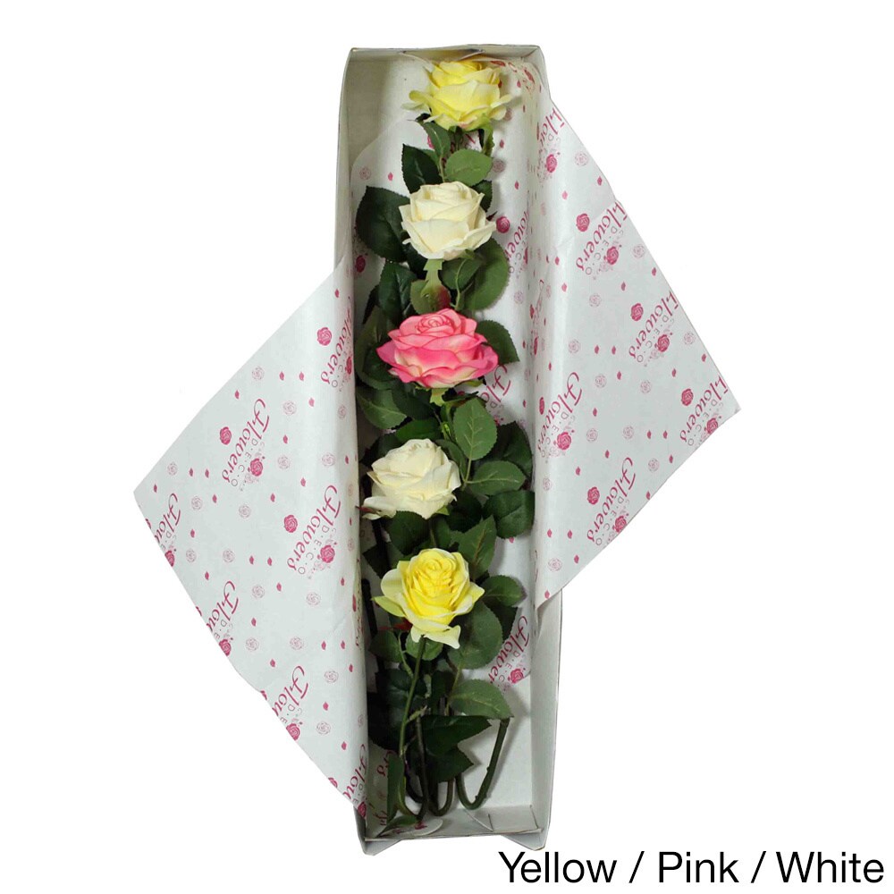 Deco Flowers All Occasion Silk Rose Flower Bouquet and Gift Box