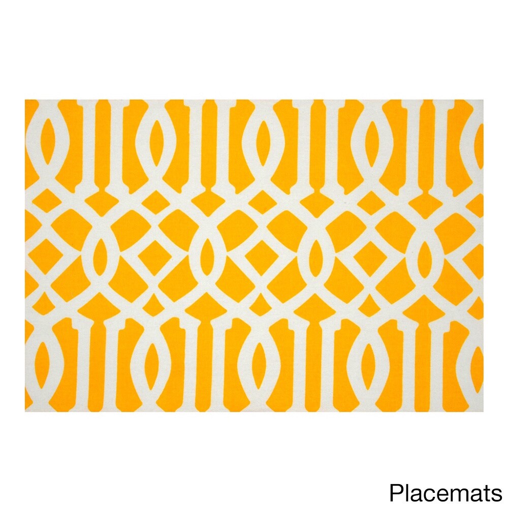 Handmade Yellow Trellis Table Linens (India)