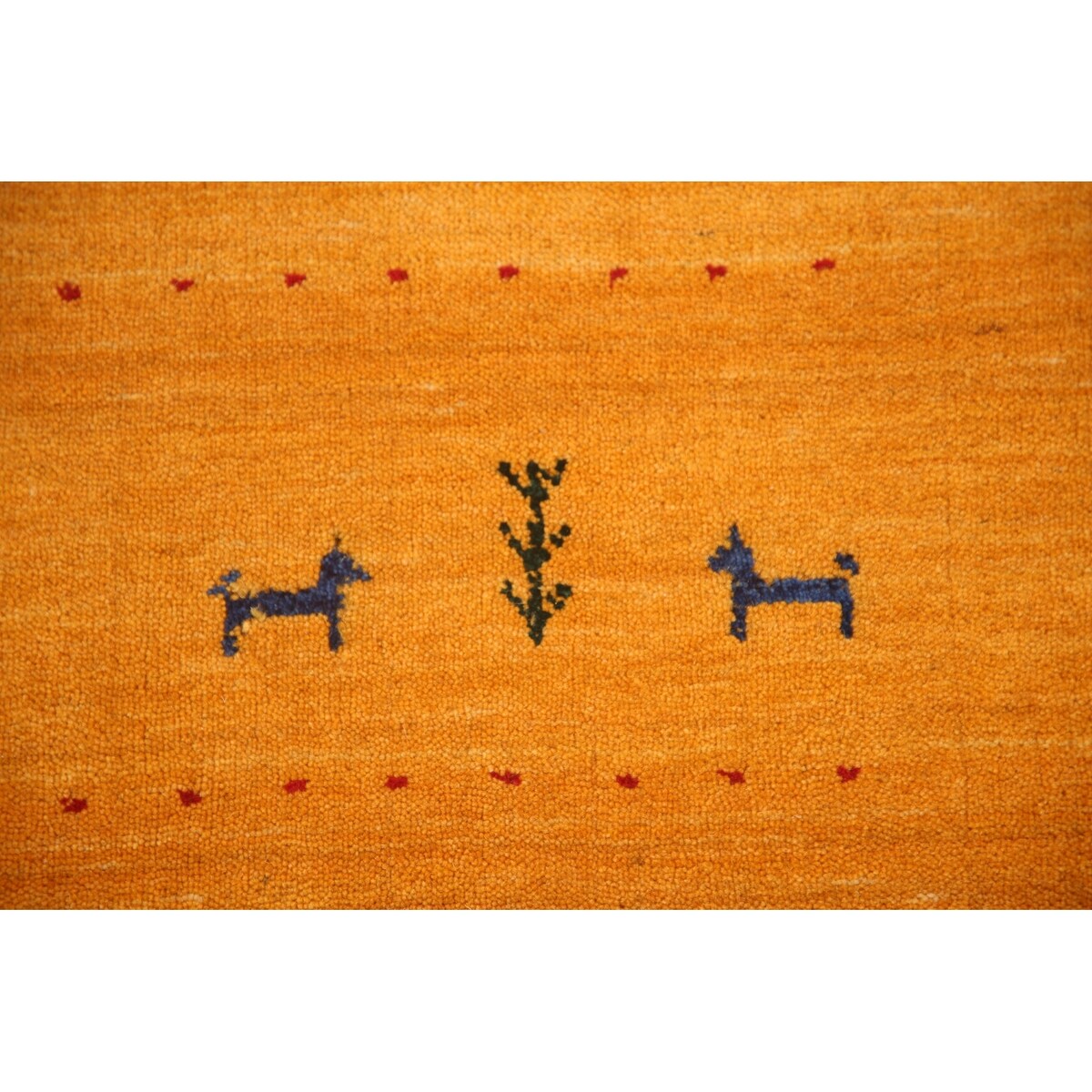 Yellow Tribal Gabbeh Indian Area Rug Hand-knotted Wool Carpet - 8'1" x 9'9"