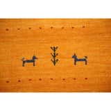 Yellow Tribal Gabbeh Indian Area Rug Hand-knotted Wool Carpet - 8'1" x 9'9"