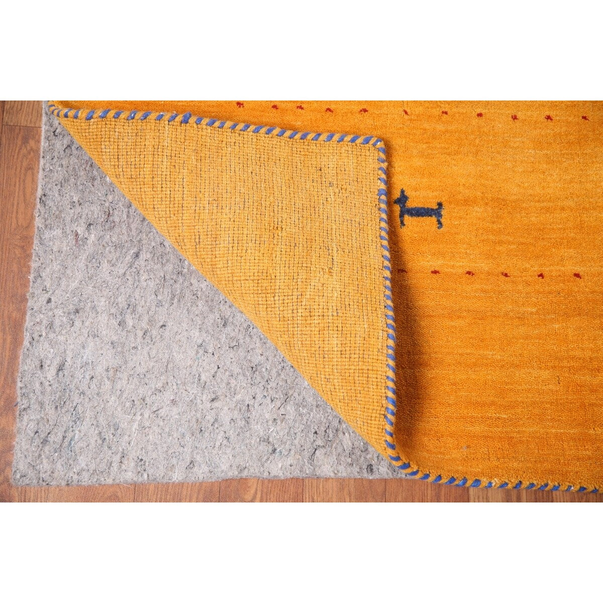 Yellow Tribal Gabbeh Indian Area Rug Hand-knotted Wool Carpet - 8'1" x 9'9"