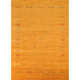 Yellow Tribal Gabbeh Indian Area Rug Hand-knotted Wool Carpet - 8'1" x 9'9"