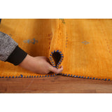 Yellow Tribal Gabbeh Indian Area Rug Hand-knotted Wool Carpet - 8'1" x 9'9"