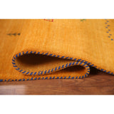 Yellow Tribal Gabbeh Indian Area Rug Hand-knotted Wool Carpet - 8'1" x 9'9"