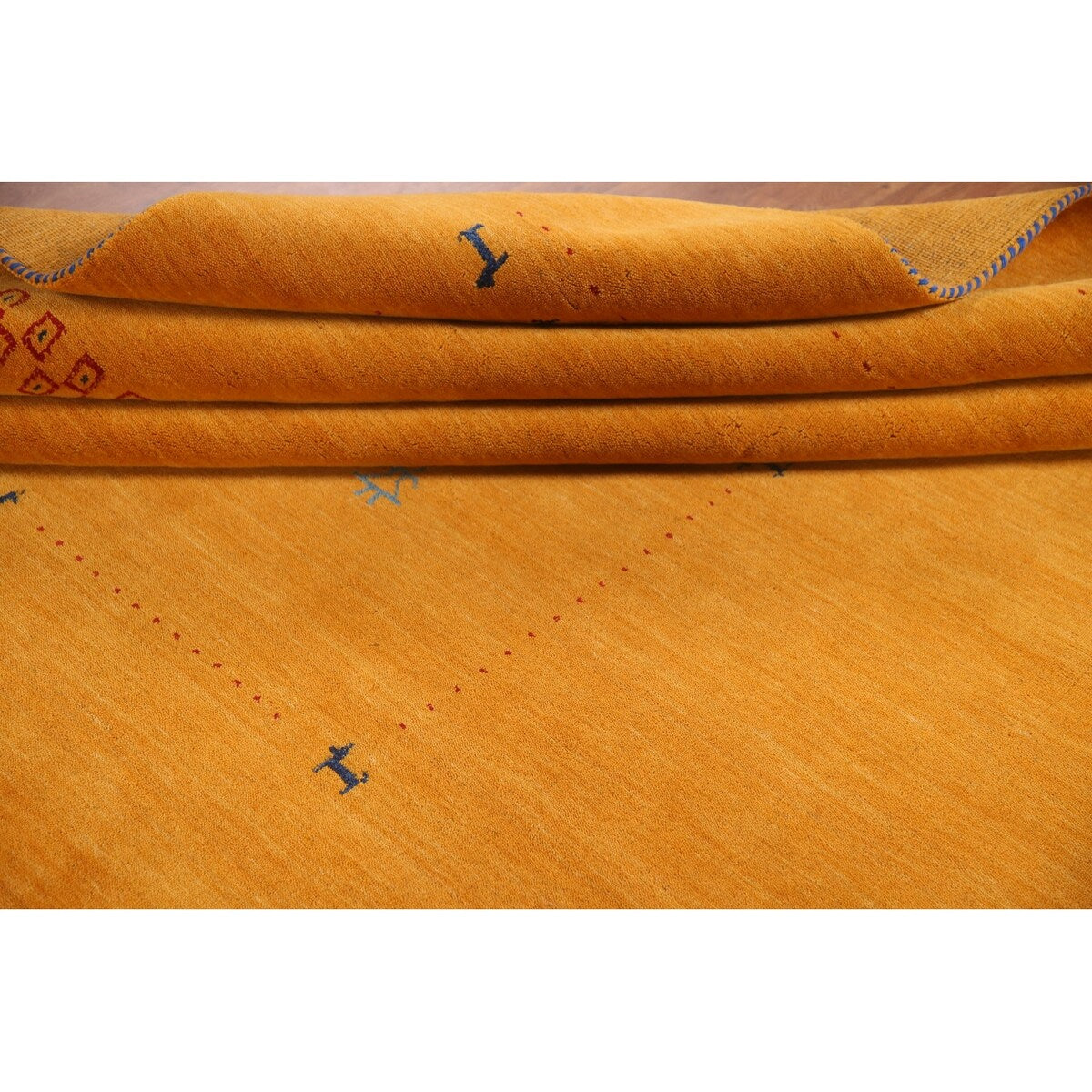 Yellow Tribal Gabbeh Indian Area Rug Hand-knotted Wool Carpet - 8'1" x 9'9"