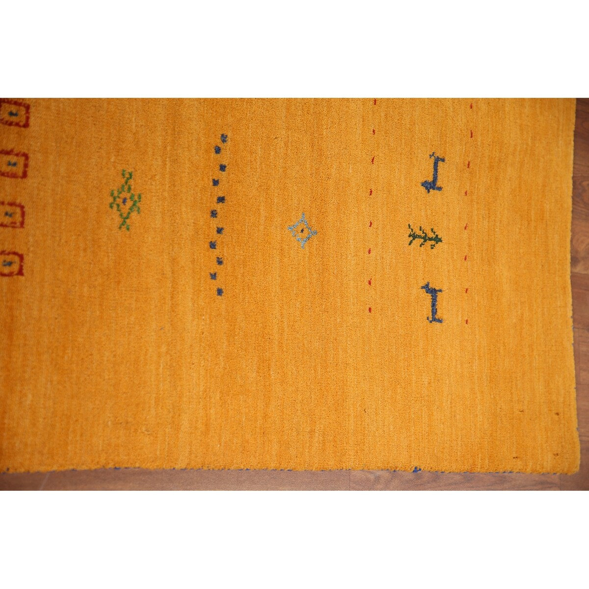Yellow Tribal Gabbeh Indian Area Rug Hand-knotted Wool Carpet - 8'1" x 9'9"