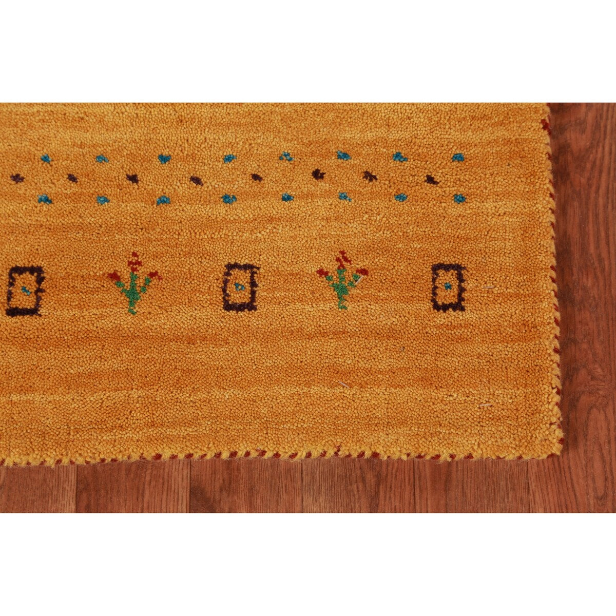 Yellow Tribal Gabbeh Indian Runner Rug Hand-Knotted Wool Carpet - 2'8" x 10'0"