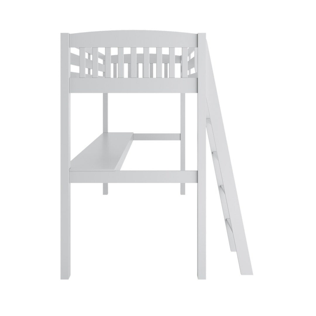 Yes4wood Everest Twin Size Loft Bed with Desk, Solid Wood