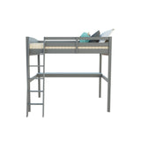 Yes4wood Everest Twin Size Loft Bed with Desk, Solid Wood