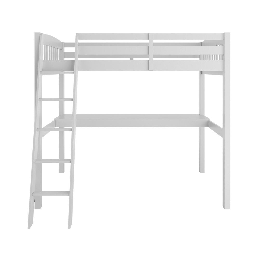 Yes4wood Everest Twin Size Loft Bed with Desk, Solid Wood