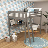 Yes4wood Everest Twin Size Loft Bed with Desk, Solid Wood