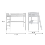 Yes4wood Everest Twin Size Loft Bed with Desk, Solid Wood