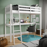 Yes4wood Everest Twin Size Loft Bed with Desk, Solid Wood