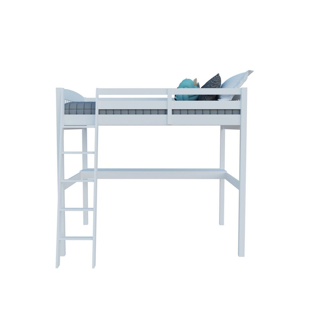 Yes4wood Everest Twin Size Loft Bed with Desk, Solid Wood