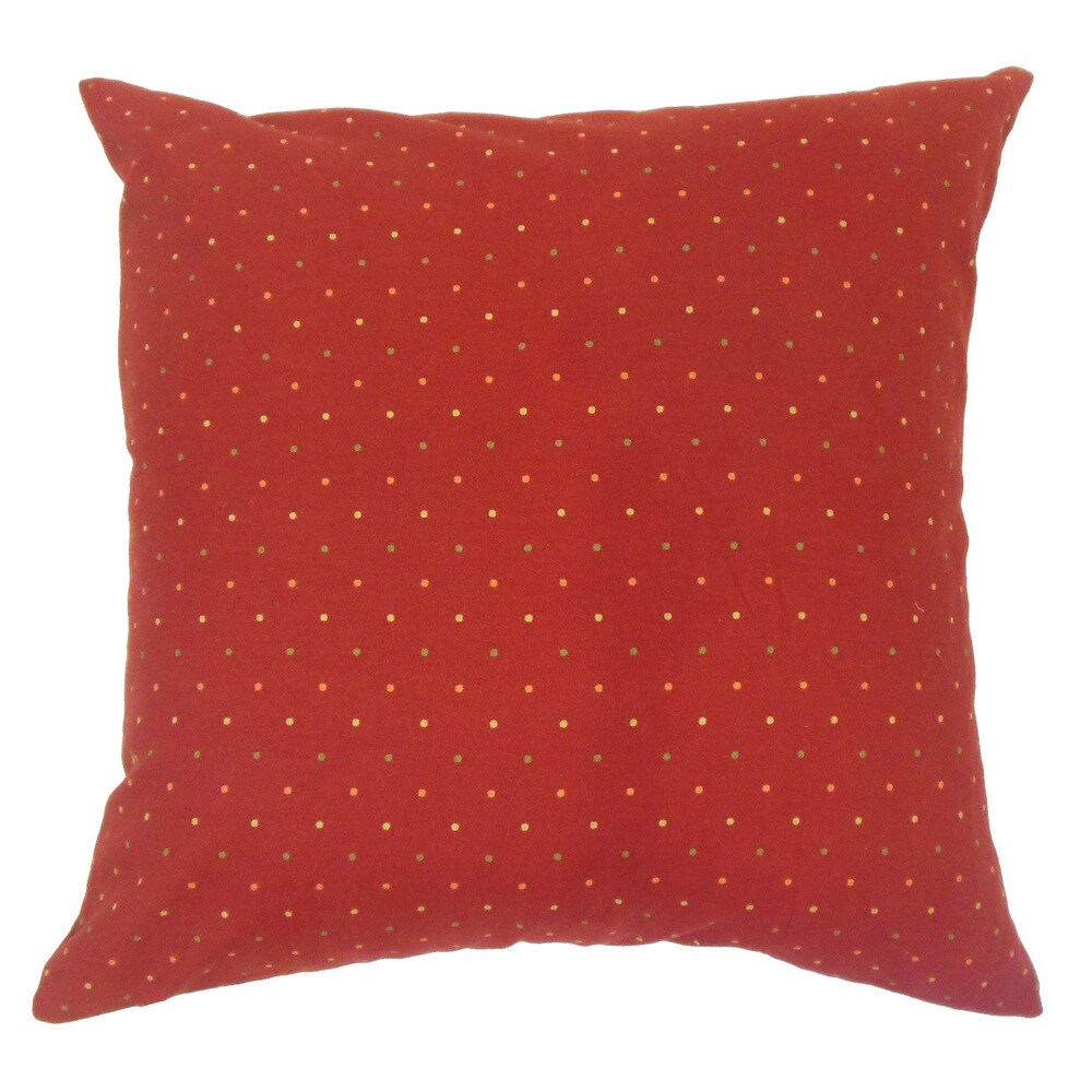 Yestin Dot 24" x 24" Feather Throw Pillow Red