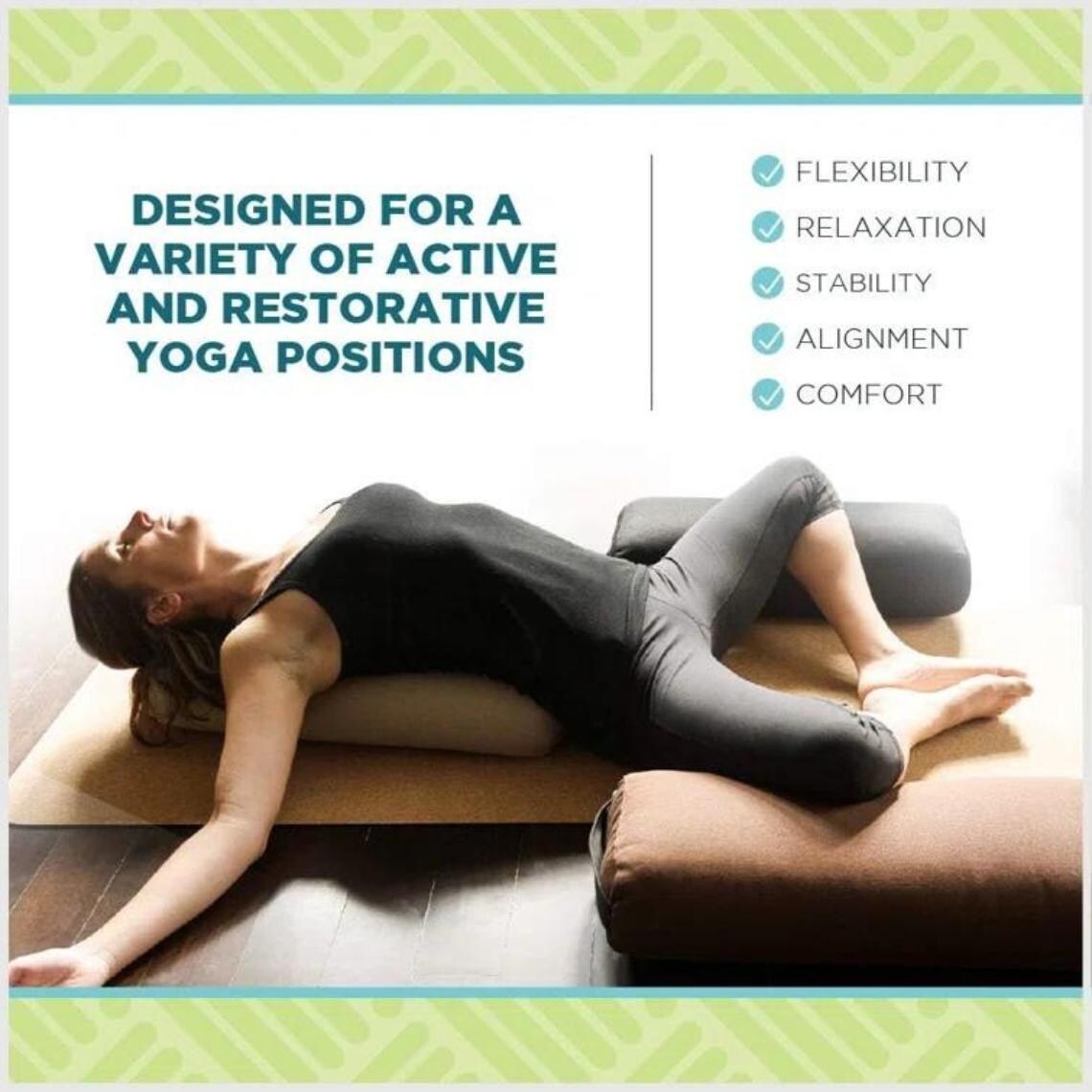Yoga Firm Large Yoga Bolster Pillow Cushion 24" x 12" x 6" for Restorative Yoga, Rectangular Cotton and Removable Cover