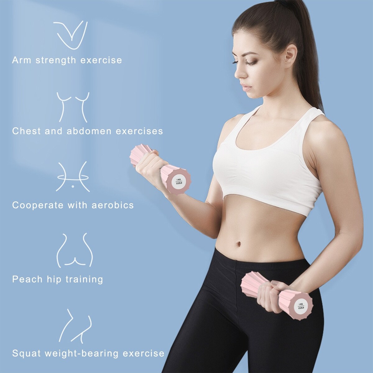 Yoga Foam Roller Dumbbell Hand Weight 1.2LB,Combination of Dumbbell, Set of 2 for Home Strength Training Fitness Equipment Pink