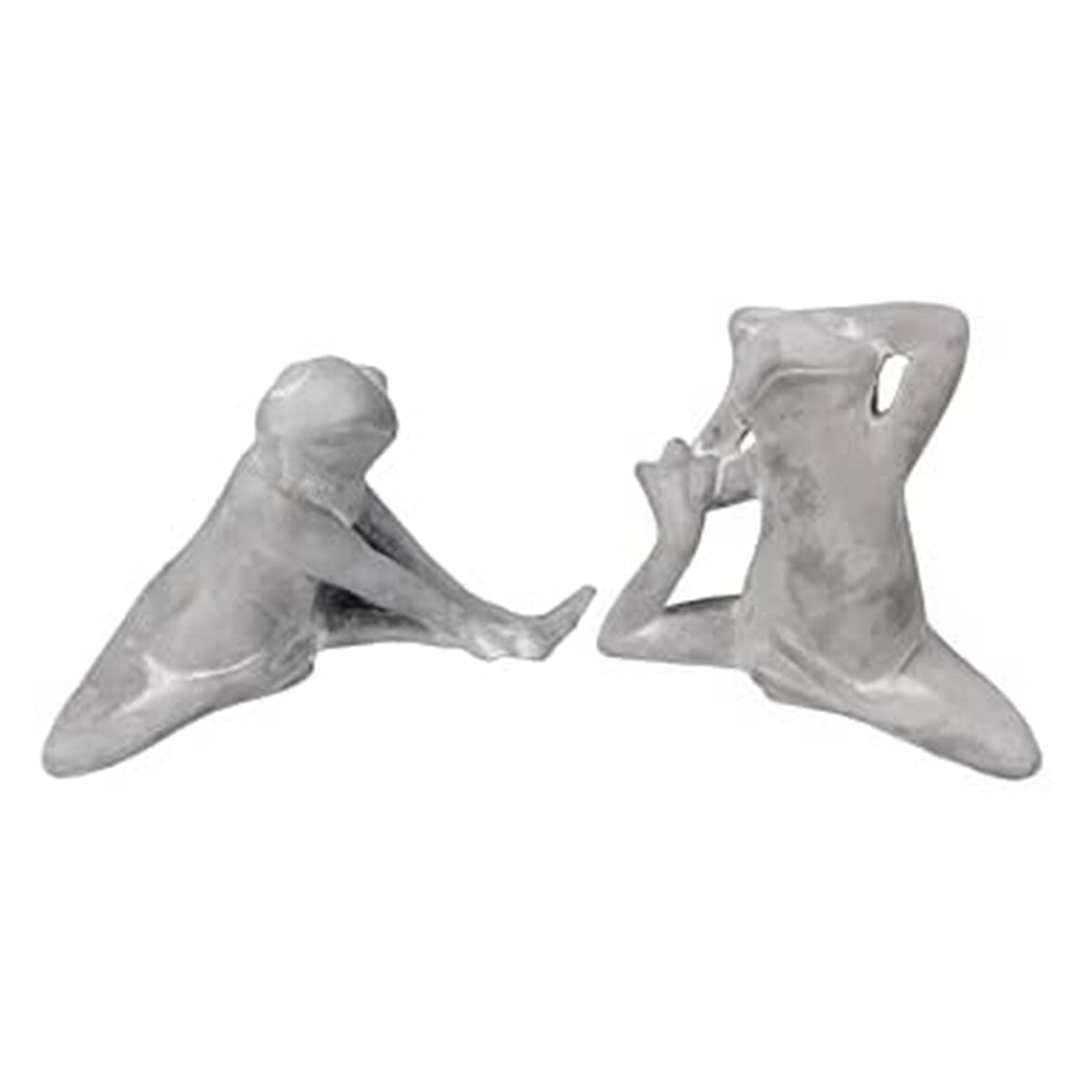 Yoga Frog Statue - Set of 2 Cement Frog Sculpture Figurines - 8.75"L x 8.75"H