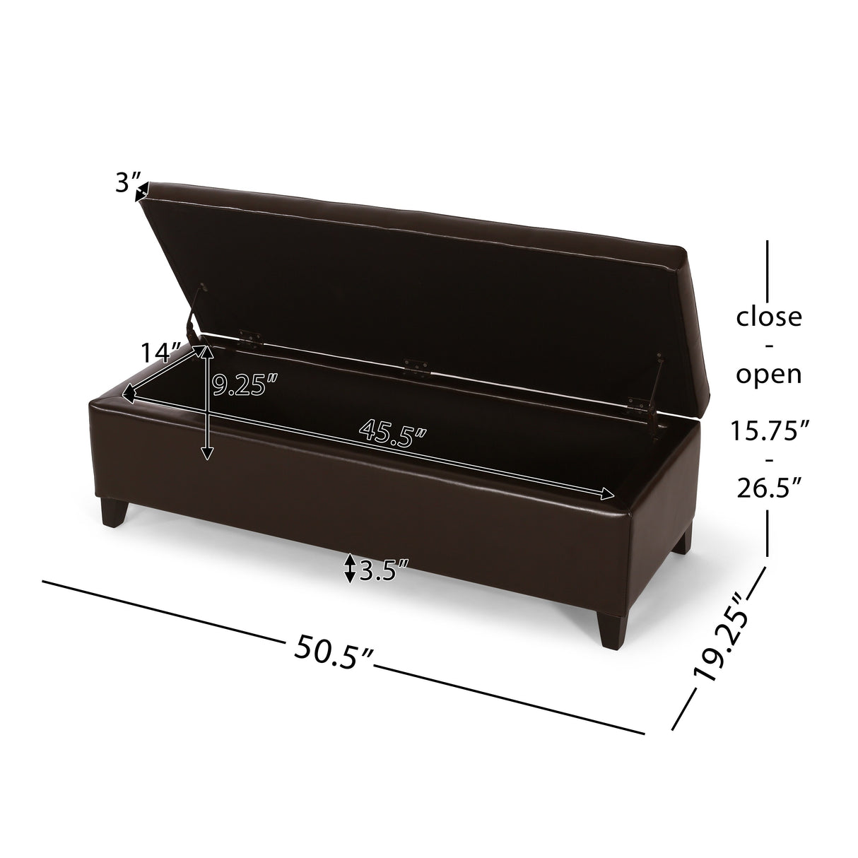 York Bonded Leather Storage Ottoman Bench by Christopher Knight Home