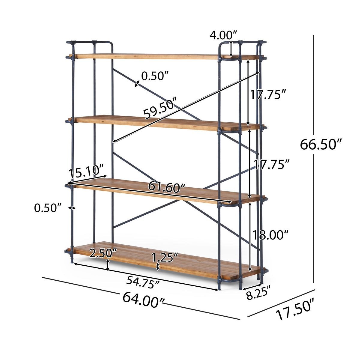 Yorktown Industrial 4-shelf Firwood Bookcase by Christopher Knight Home