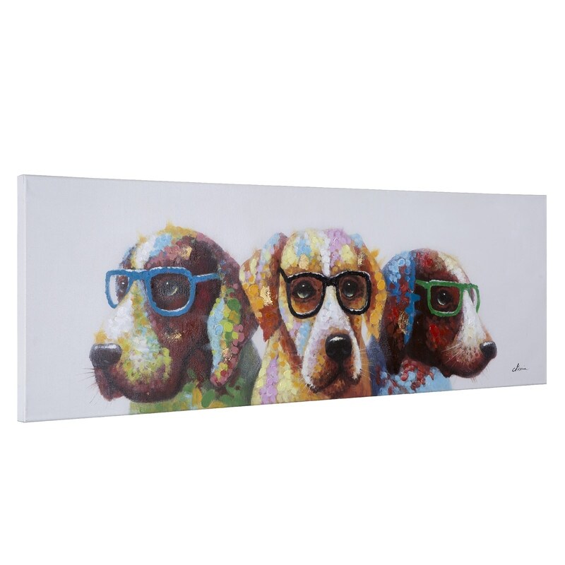 Yosemite Home Decor 'Cool Dogs' Original Hand-painted Wall Art - multi