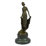 Young Flapper Art Deco Bronze Marble Statue By Milo Figurine Sculpture Figure