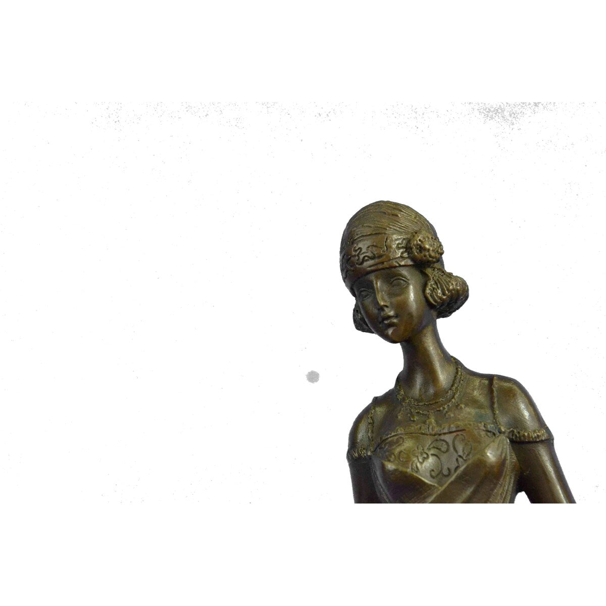 Young Flapper Art Deco Bronze Marble Statue By Milo Figurine Sculpture Figure