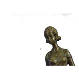 Young Flapper Art Deco Bronze Marble Statue By Milo Figurine Sculpture Figure