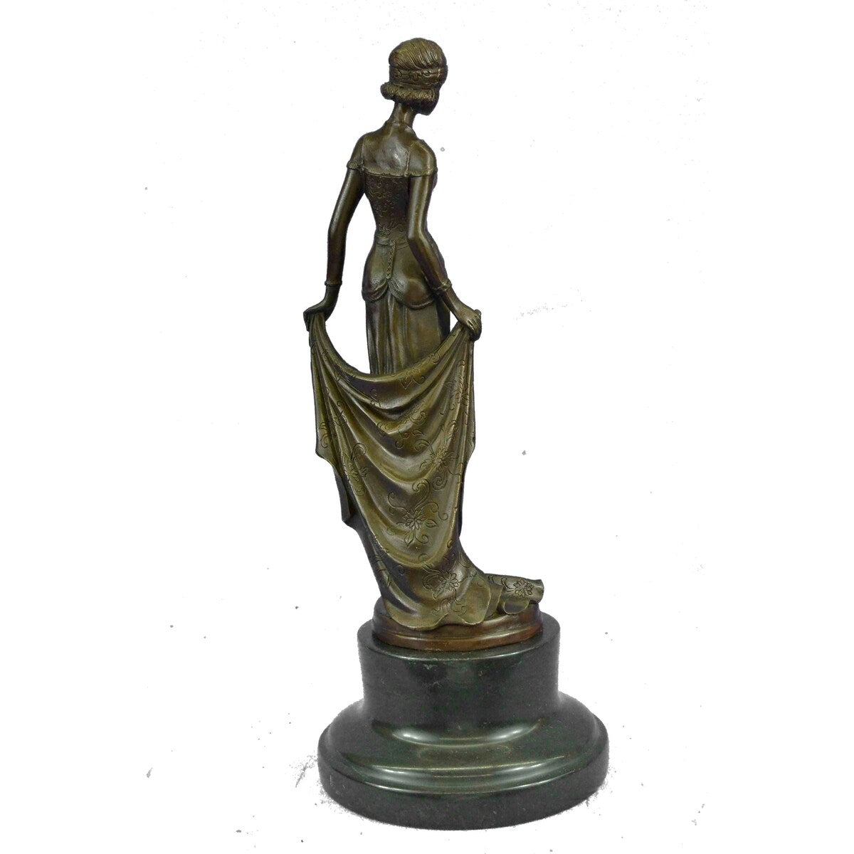 Young Flapper Art Deco Bronze Marble Statue By Milo Figurine Sculpture Figure