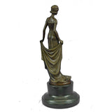 Young Flapper Art Deco Bronze Marble Statue By Milo Figurine Sculpture Figure