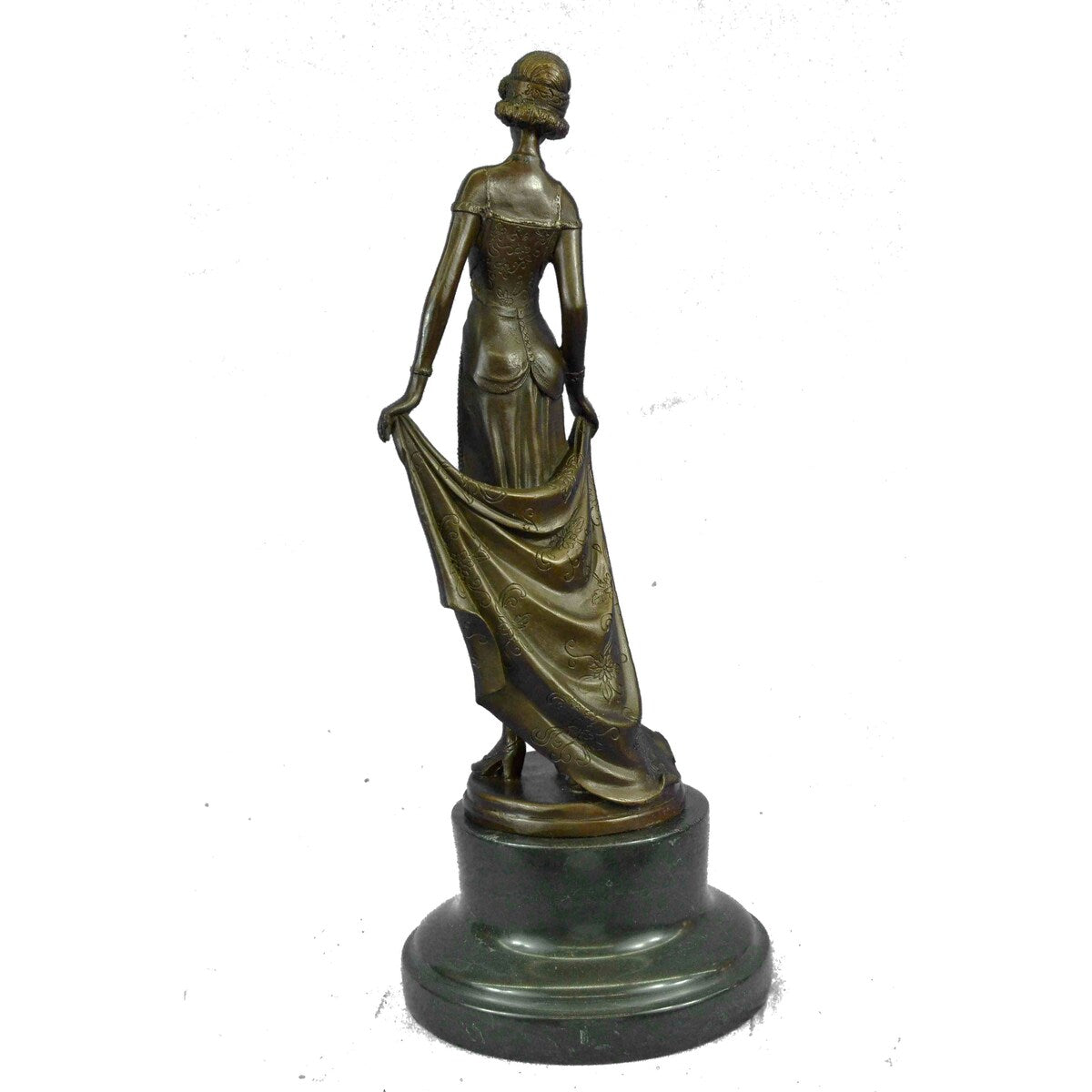 Young Flapper Art Deco Bronze Marble Statue By Milo Figurine Sculpture Figure