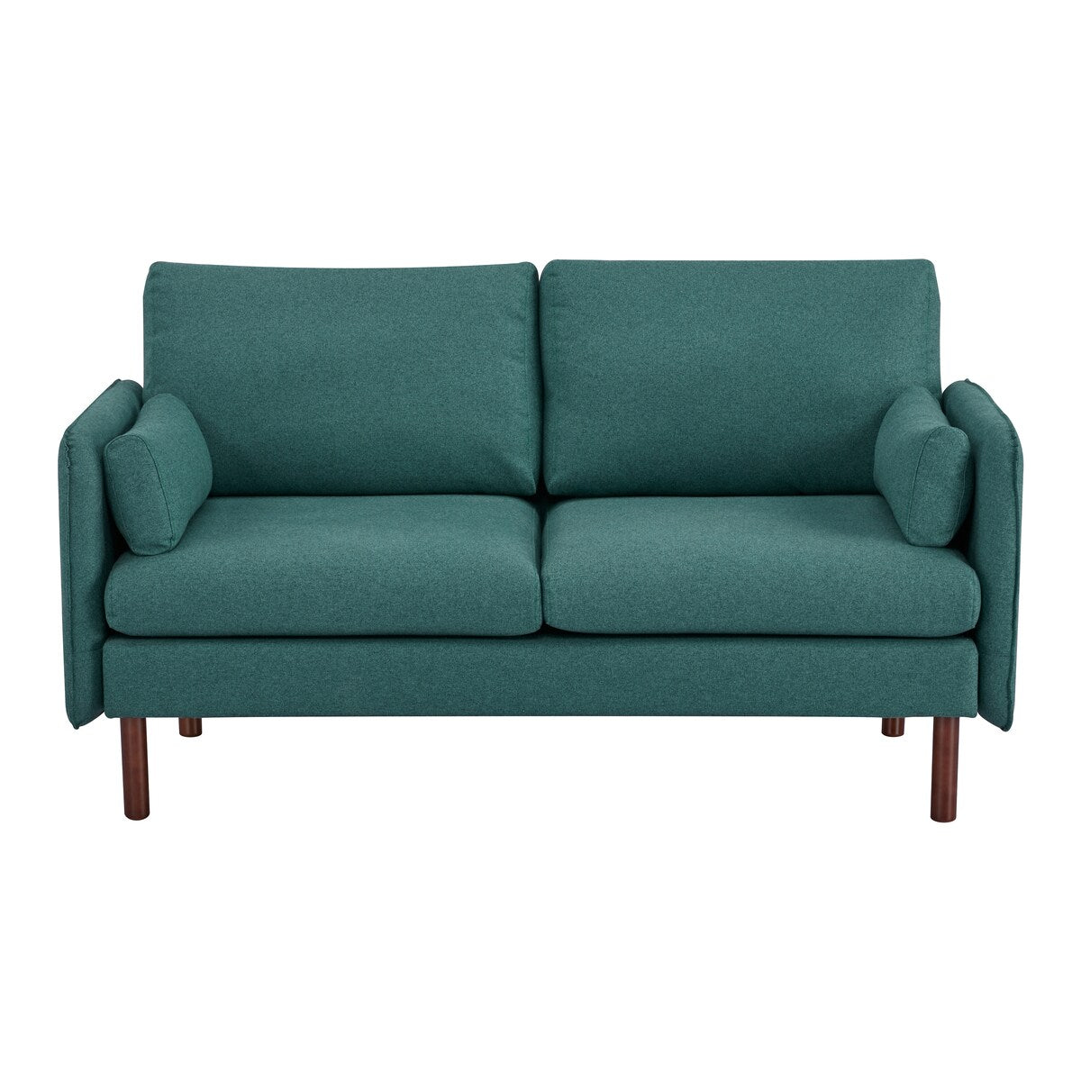 Yucca Modern Loveseat Sofa, Polyester / Vegan Leather Settee Couch - Includes 2 Pillows