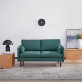 Yucca Modern Loveseat Sofa, Polyester / Vegan Leather Settee Couch - Includes 2 Pillows