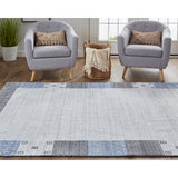 Yurie Contemporary Gebbah Rug, Light Gray/Denim Blue, Area Rug