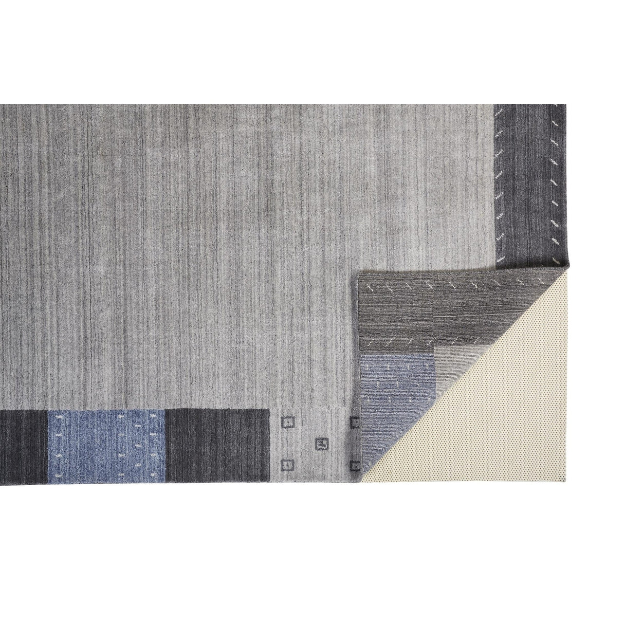 Yurie Contemporary Gebbah Rug, Light Gray/Denim Blue, Area Rug