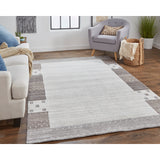 Yurie Contemporary Gebbah Rug, Light Gray/Denim Blue, Area Rug