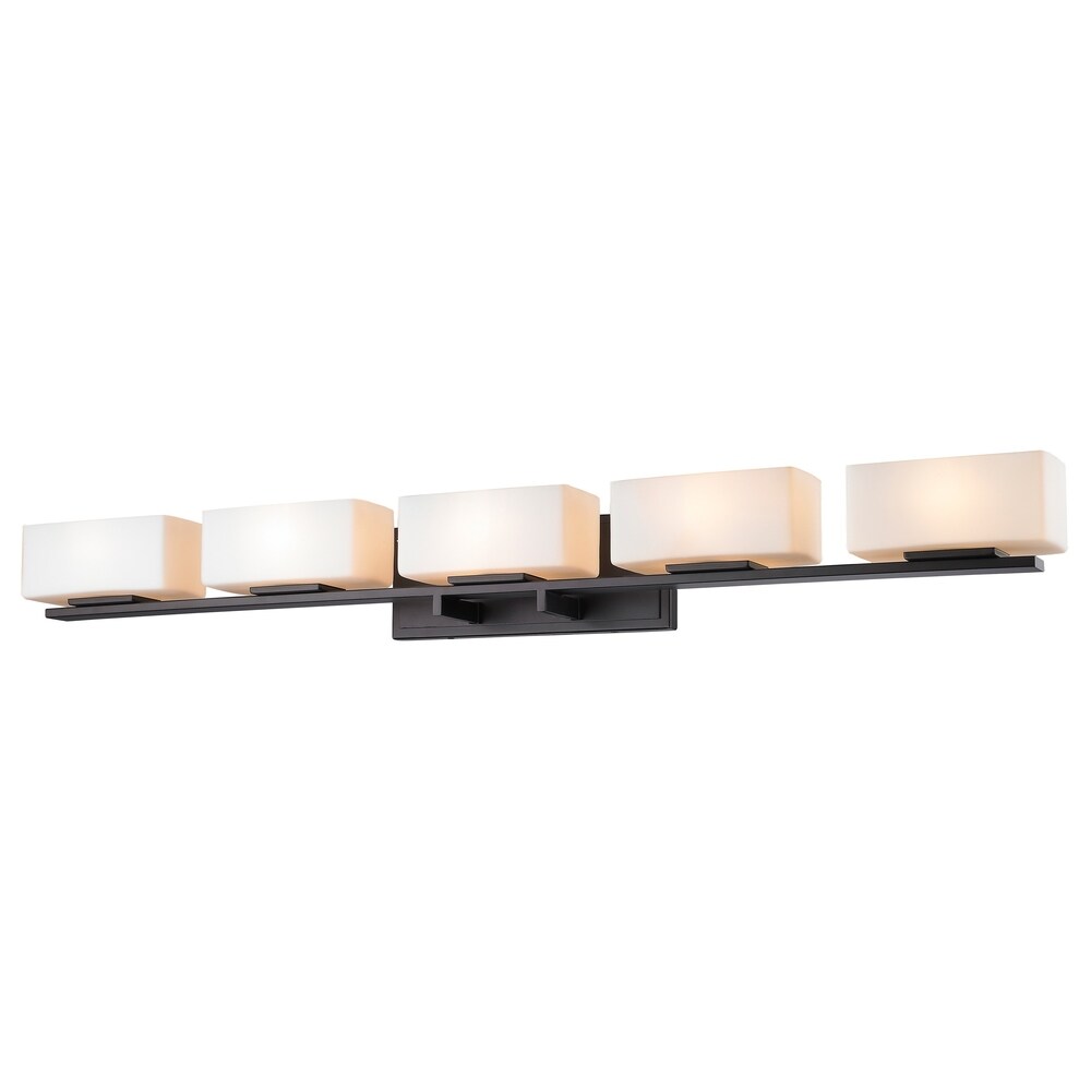 Avery Home Lighting Kaleb 5-light Bronze Matte Opal Vanity