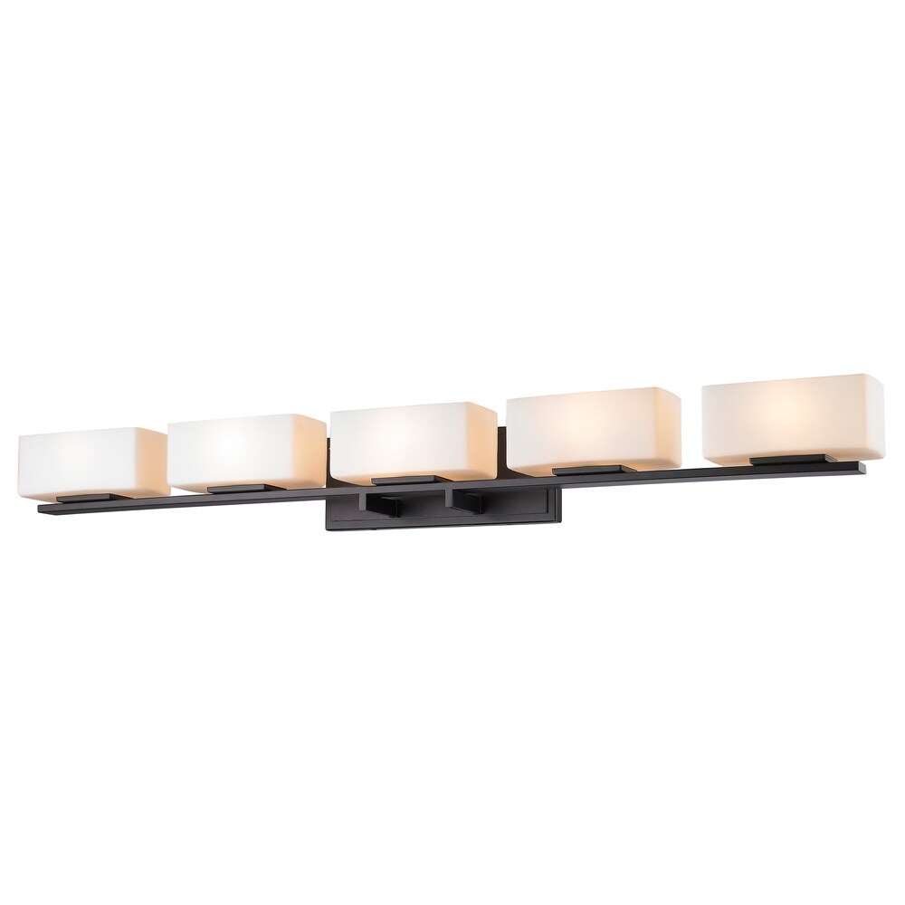 Avery Home Lighting Kaleb 5-light Bronze Matte Opal Vanity
