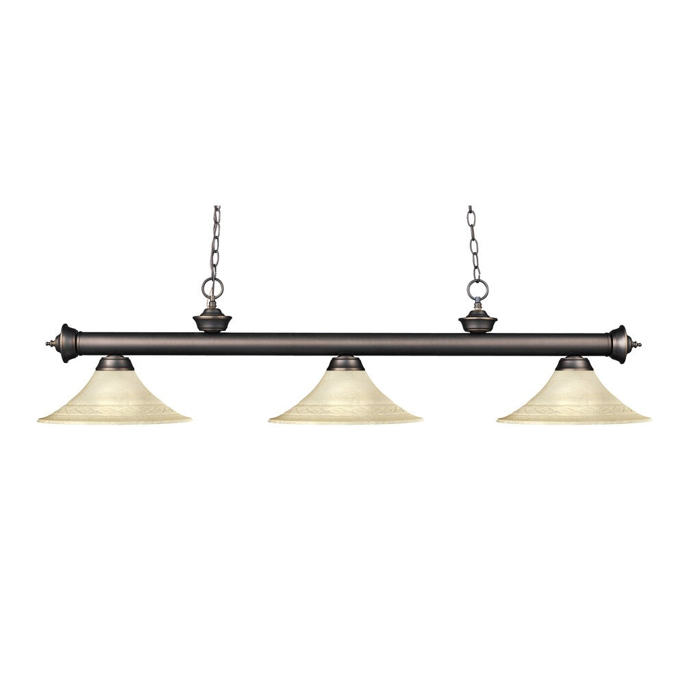 Avery Home Lighting 3-light Riviera Olde Bronze Fluted Golden Mottle Billiard Fixture