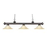 Avery Home Lighting 3-light Riviera Olde Bronze Fluted Golden Mottle Billiard Fixture