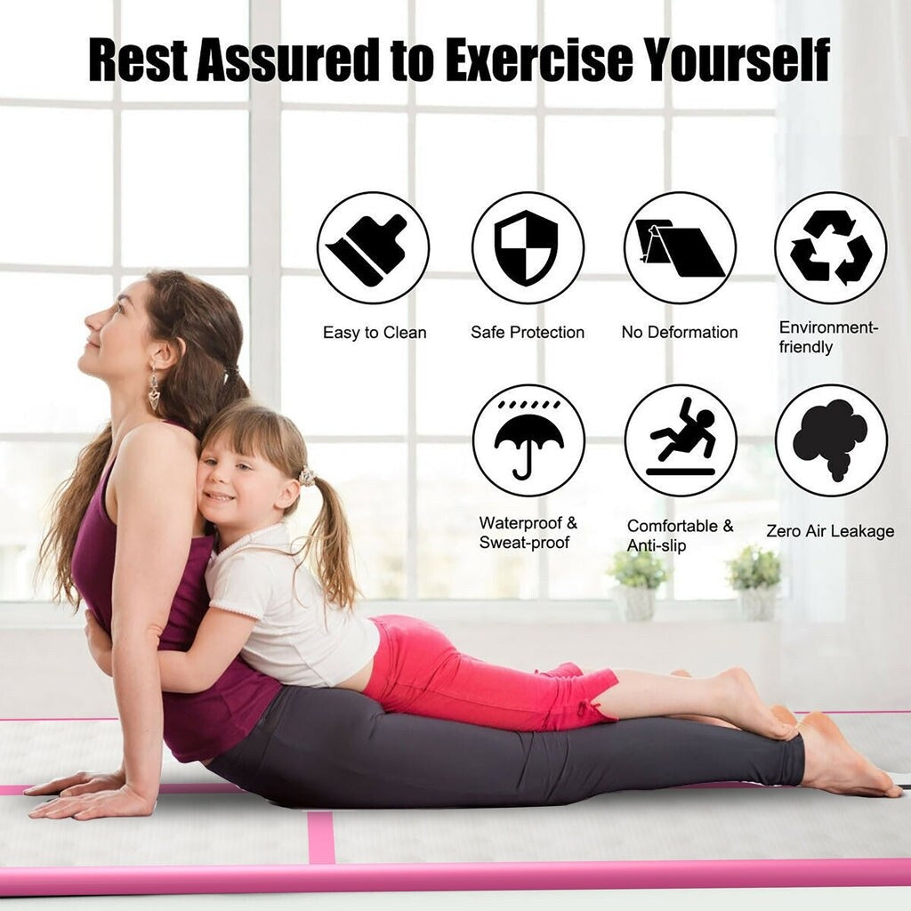ZENOVA Yoga Mat Inflatable Air Gymnastics Mat 4 inches Thickness Air Track